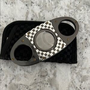 Checkered Black and Silver Cigar Cutter